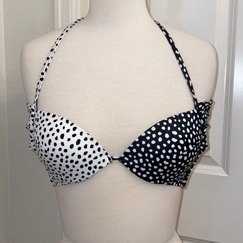 VICTORIA’S SECRET polka dot halter string swim bikini top in women’s size 32B - Picture 2 of 8